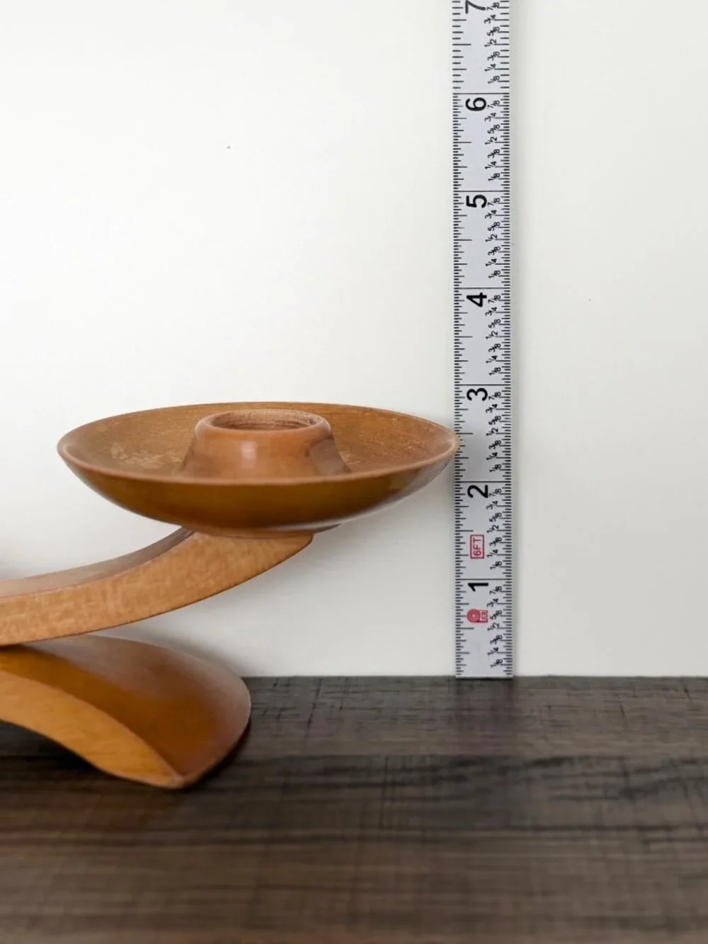 Vintage MCM‎ Wood Double Candle Holder Rotating Base Scandinavian Danish Modern